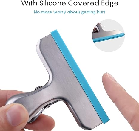 12 Pack Stainless Steel Chip Bag Clips Covered with Silicone - NO More Sharp Edges - Color Coded for Food Bags - Air Tight Seal, Heavy Duty for Kitchen and Office, 3 Inches