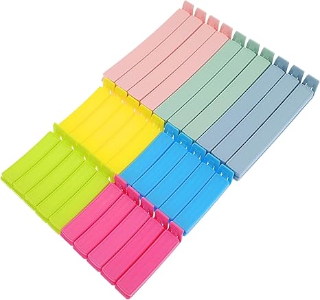 30 PCS Plastic Chip Clips for Food Packages, Curved Design Sealing Bag Clips for Food, Kitchen and Home(4.3in x10, 2.1in x20)