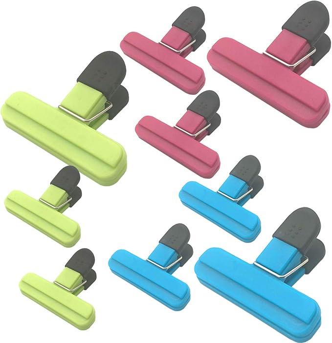 9Pack Large Chip Bag Clips - Assorted Sizes Food Bag Clips Plastic Heavy Seal Grip