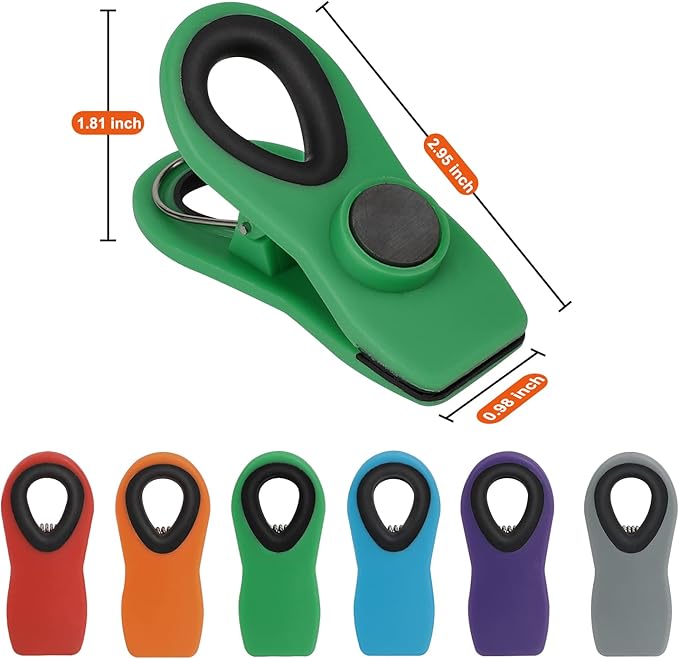 Magnetic Bag Clips with Air Tight Seal for Food Storage, 12 Pieces, Multicolor