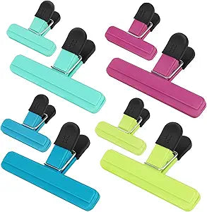 Chip Clips, 8 Pack Food Clips, Upgrade Wide Open Bag Clips for Food Storage with Air Tight Seal Grip (4 x L, 4 x S)