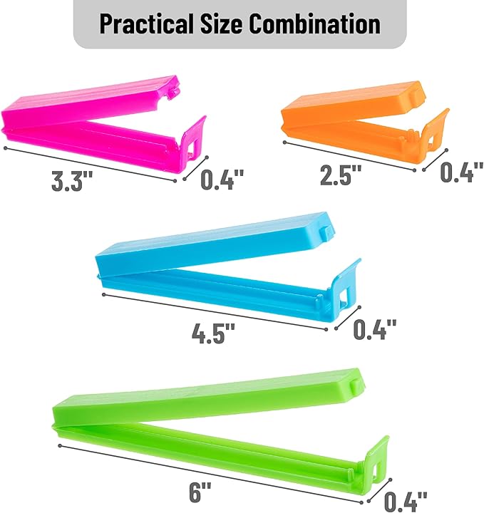 Food Bag Sealing Clips, 40pcs, 4 Sizes, Colorful Chip Clips