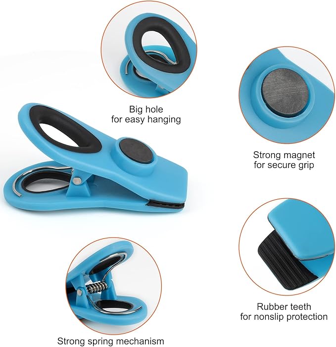 Magnetic Bag Clips with Air Tight Seal for Food Storage, 12 Pieces, Multicolor