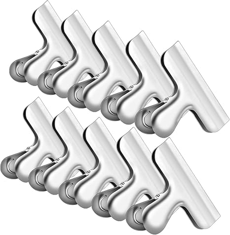 10PCS Wide Metal Chip Clips 3 Inch, Snack Food Bag Sealing Clips, Stainless Steel Paper Clamps Heavy Duty for Kitchen Food Packages and Office