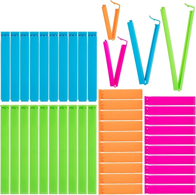 Food Bag Sealing Clips, 40pcs, 4 Sizes, Colorful Chip Clips