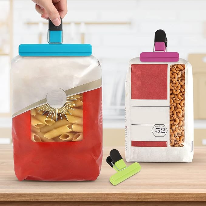 Chip Clips, 8 Pack Food Clips, Upgrade Wide Open Bag Clips for Food Storage with Air Tight Seal Grip (4 x L, 4 x S)