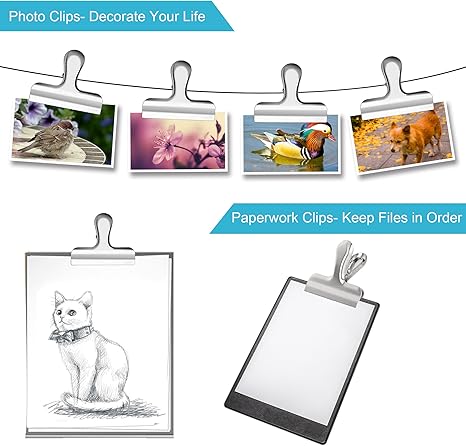 10PCS Wide Metal Chip Clips 3 Inch, Snack Food Bag Sealing Clips, Stainless Steel Paper Clamps Heavy Duty for Kitchen Food Packages and Office