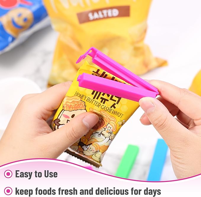 Food Bag Sealing Clips, 40pcs, 4 Sizes, Colorful Chip Clips